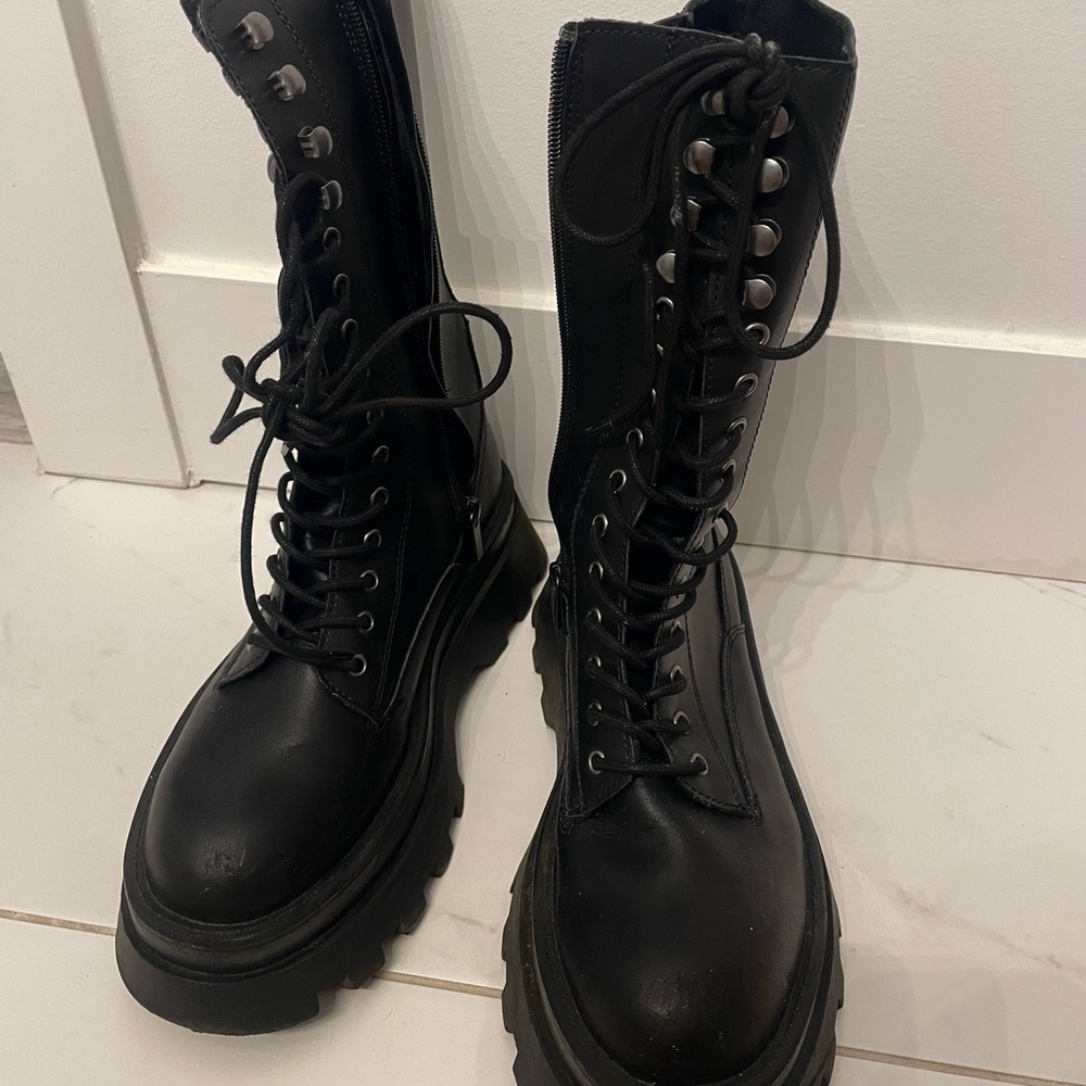 SOLD Pull&Bear Black Combat Boots